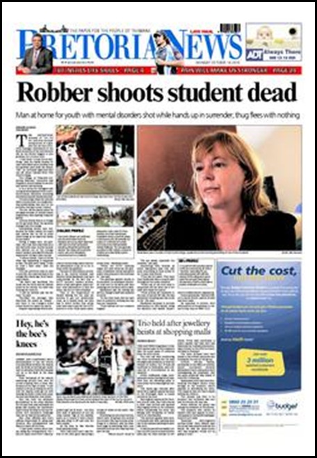 Viva Youth College white student shot dead PRetoria News