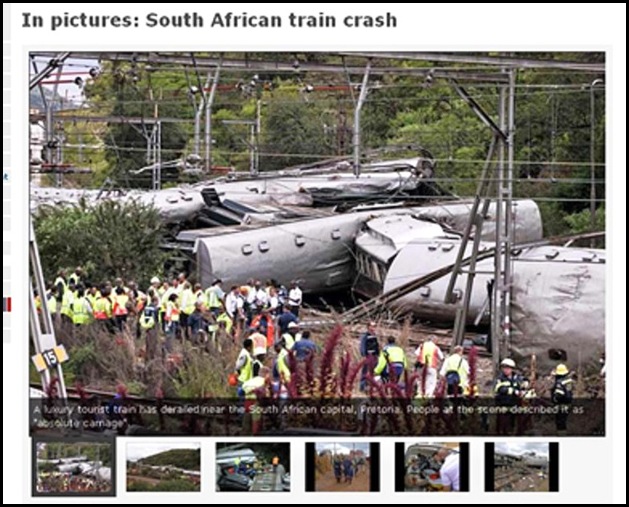 RAILWAY LUXURY TRAIN CRASH PRETORIA APRIL 2010