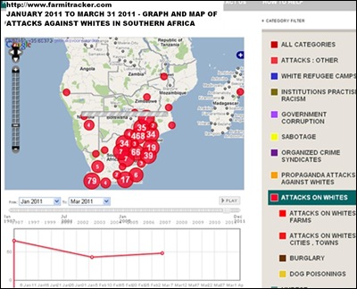 ArmedAttacksAgainstWhitesSAJan2011_March312011_graph_map