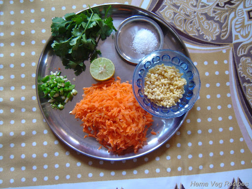Carrot Kosambari Salad Ingredients