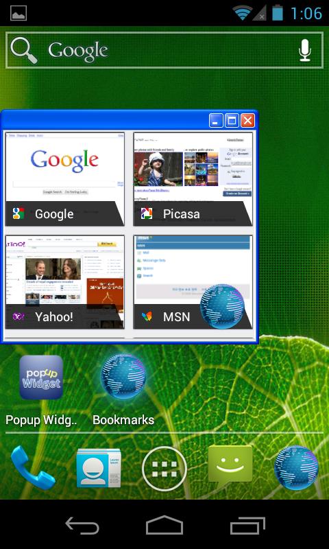 Popup Widget - screenshot