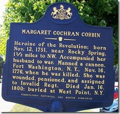 Margaret Cochran Corbin Marker (Click to Enlarge)