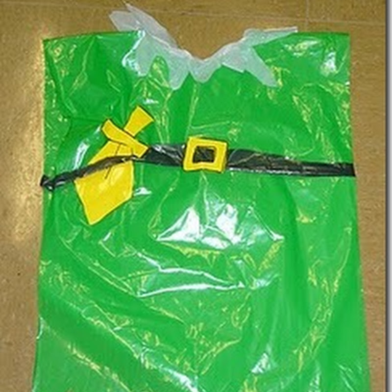 Disfraz de Peter Pan o Robín Hood hecho con bolsas de basura