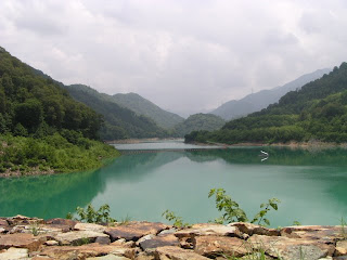 天端よりダム湖を望む