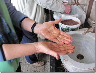 Hand Washing with Olive Pit Paste