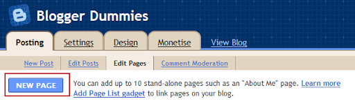 Create Pages in Blogger blogs