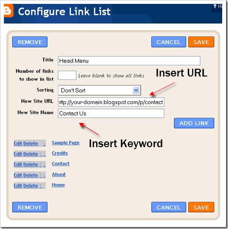 configure link list