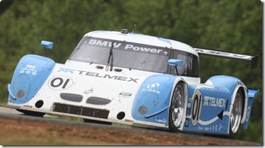 ALTON, VA - APRIL 24:  The #01 BMW Riley of Scott Pruett and Memo Rojas crests a hill during the Bosch Engineering 250 at Virginia International Raceway on April 24, 2010 in Alton, Virginia.  (Photo by Brian Cleary/Getty Images)