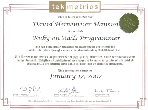 ruby on rails certificate