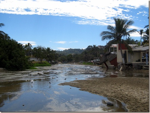 Crossing the road into Sayulita that was washed out last September