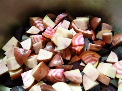 Beets and Potatoes in Pressure Cooker - Photo by Jill Nussinow