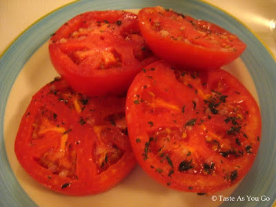 Beefsteak Tomatoes with Shallots and Thyme at Bond 45 in New York, NY - Photo by Taste As You Go