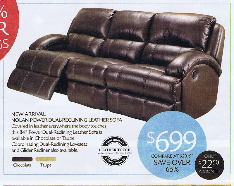 American Signature Nolan Power Dual Reclining Leather Sofa