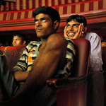 Cinema goers watch Bollywood movie 
