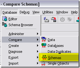 Database->Compare->Schemas