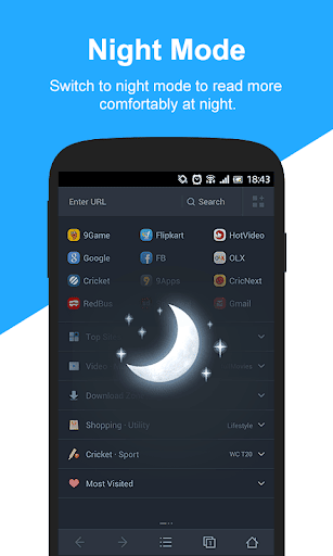 sắp xếp trên trình duyệt UC Browser