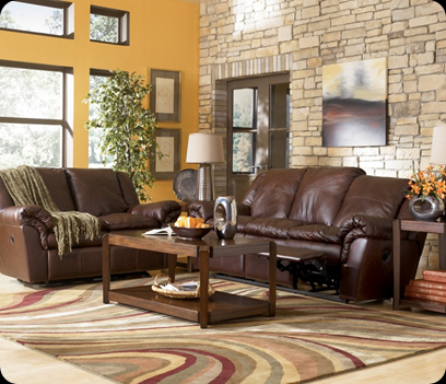 Patio Furniture Offers Round Pit Group: ASHLEY LEATHER RECLINING SOFA ...