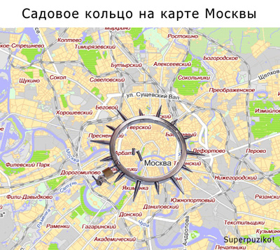 Садовое кольцо на карте Москвы