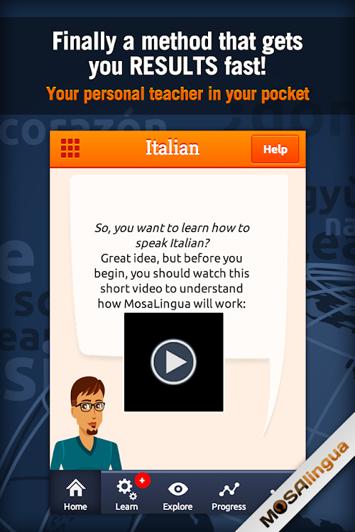 Android application Learn Italian with MosaLingua screenshort