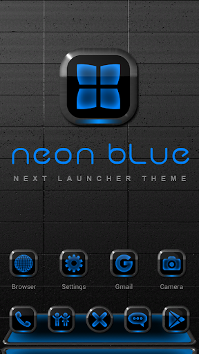 Next Launcher Theme Neon Blue