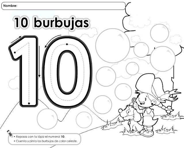 APRENDE LOS NUMEROS CON DIBUJOS Y COLOREA