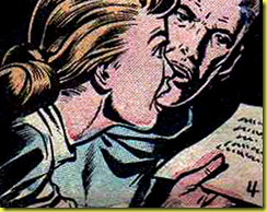 art of man and woman looking at a letter in rare comic book art