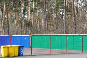 Colourful garages and bins