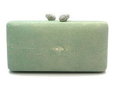 KOTUR jB RennaShagreen Stingray Green Clutch at Shirise