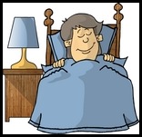 Little Boy Sound Asleep, Tucked Into Bed Clipart