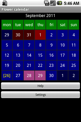 Flower calendar Screen 3