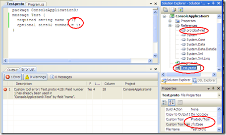 Visual Studio com protobuf-net como uma ferramenta personalizada 