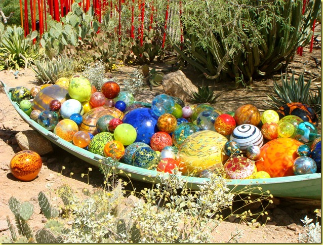 glass boat in desert garden