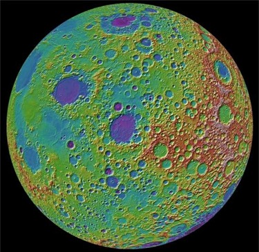 mapa topográfico da Lua