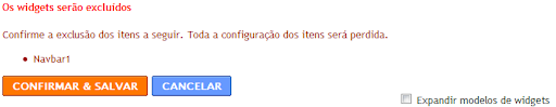 Confimarção de remoção da barra de navegação do Blogger