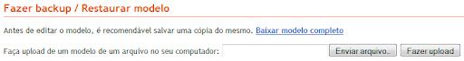 Fazer backup / Restaurar modelo