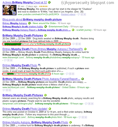 Fig1: Google search results for Brittany Murphy