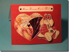 Some Bunny Loves You - Valentine's card with Iris fold heart and 3-d decoupage bunny