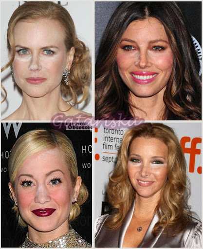 Nicole Kidman, Jessica Biel, Kellie Pickler e Lisa Kudrow manchadas com pó invisível