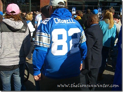Lions fan rocking the Germane Crowell authentic at the Lions vs. Jets game, November 7th 2010