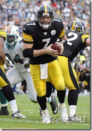 03 January 2010: Pittsburgh Steelers quarterback Ben Roethlisberger (7) plays against the Miami Dolphins  in the Steelers' 30-24 victory at Land Shark Stadium, Miami, Florida.
