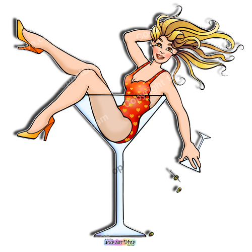 girl in martini glass clip art