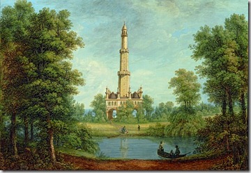 Ferdinand Runk, Minaret v parku zámku Lednice, kolem r. 1822, krycí barva