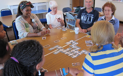 The group playing Saboteur