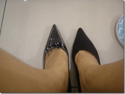 shiny / plain black heels