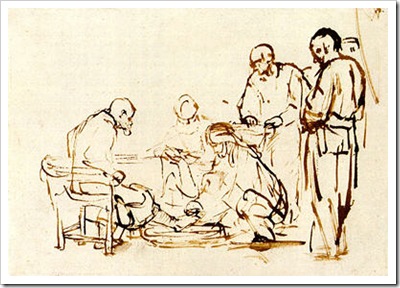 Christ Washing the Feet of his Disciples, Rembrandt, c. 1655