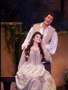 Jonathan Blalock as Fenton and Kathryn Lewek as Nannetta in Verdi's FALSTAFF, Mercury Opera Rochester, 2011 [Photo courtesy of Mr. Blalock]