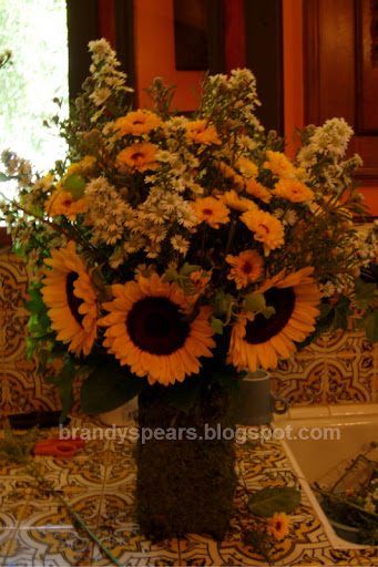 wedding flowers entryway sunflowers