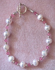 flatback pearl pink crystal bracelet
