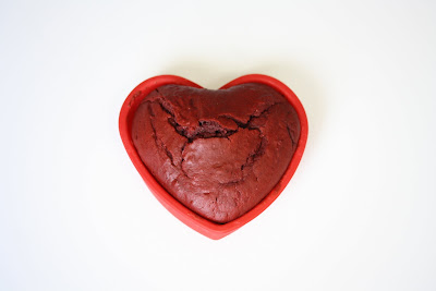 overhead photo of one Red Velvet Cake Hearts