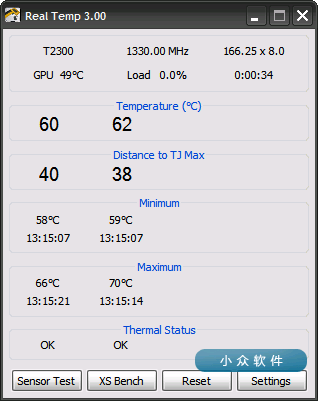 Real Temp - 显示 CPU 实时温度，防止笔记本过热 1
